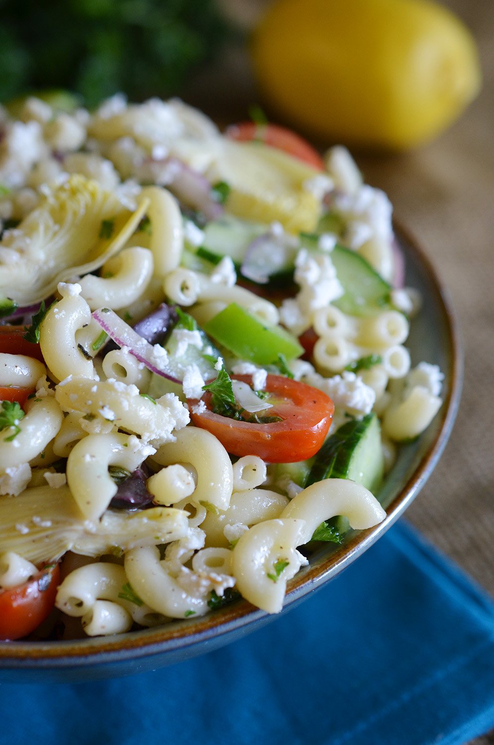 Mediterranean Pasta Salad with Red Wine Vinaigrette Grabandgorecipes