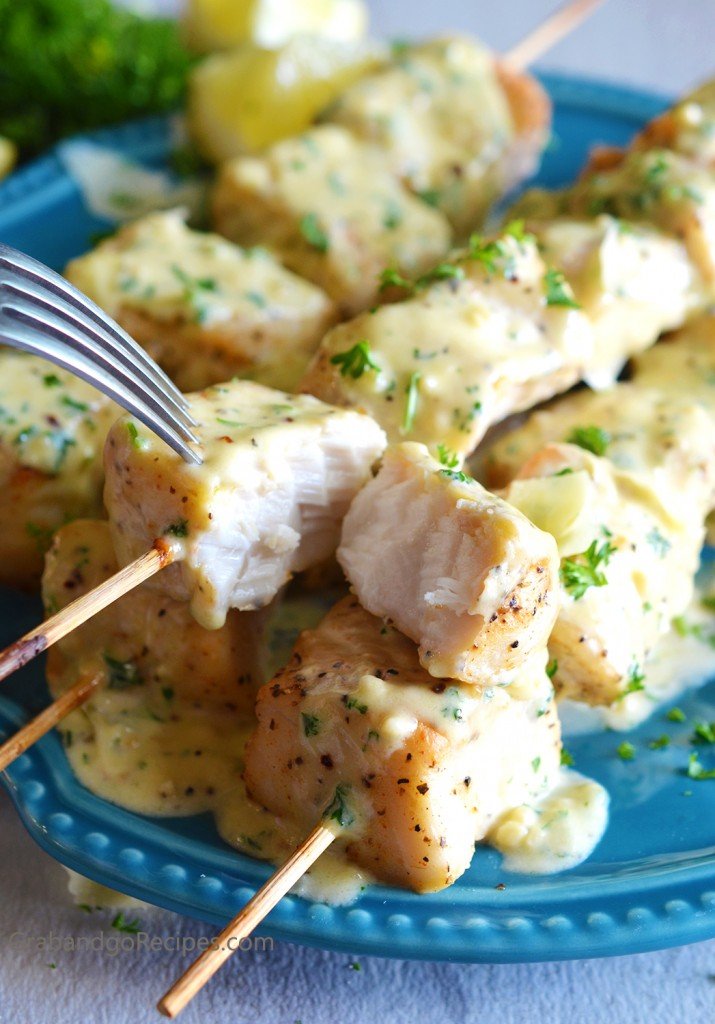 fish kabobs with garlic parmesan cream sauce 2