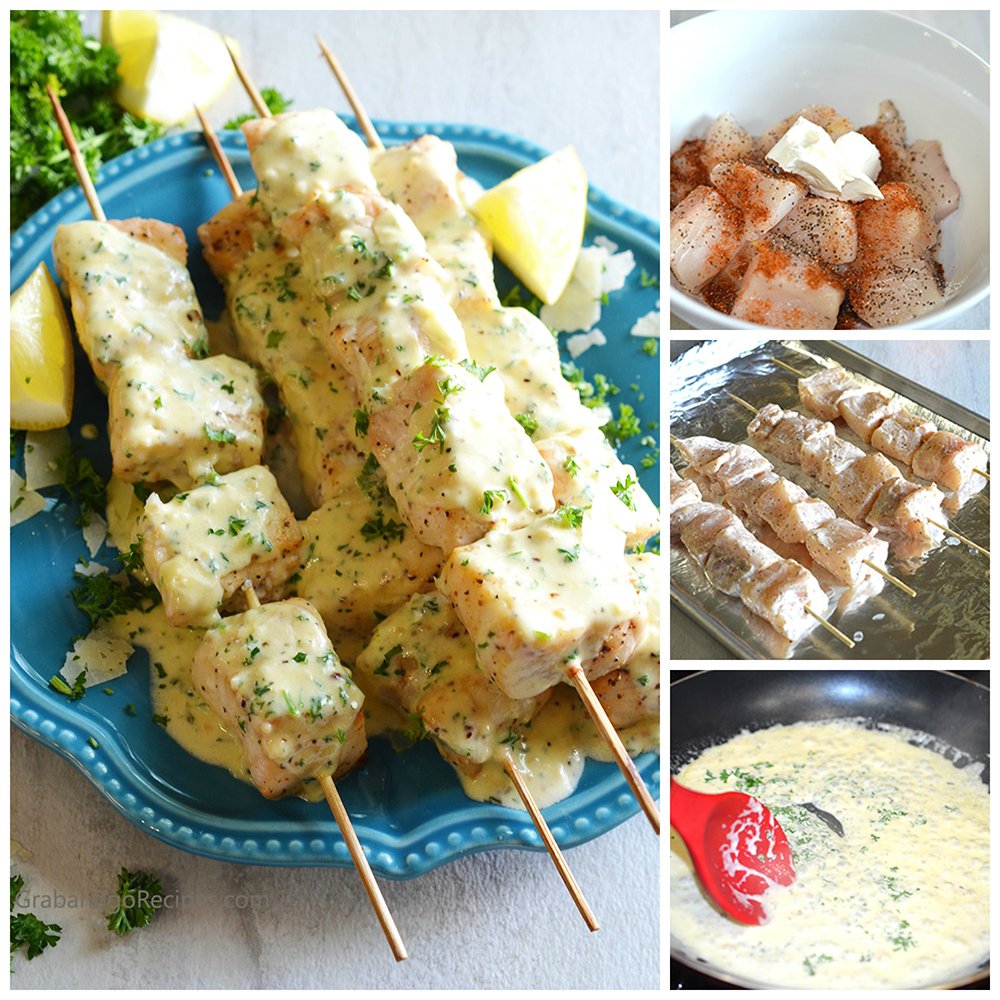 fish kabobs with garlic parmesan cream sauce 4